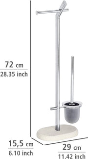 WC-garnituur in stile industriale, con supporto per spazzola, acciaio, 29 x 72 x 15,5 cm, finitura cromata