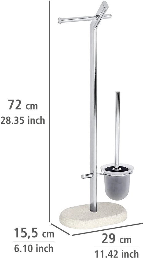 WC-garnituur in stile industriale, con supporto per spazzola, acciaio, 29 x 72 x 15,5 cm, finitura cromata