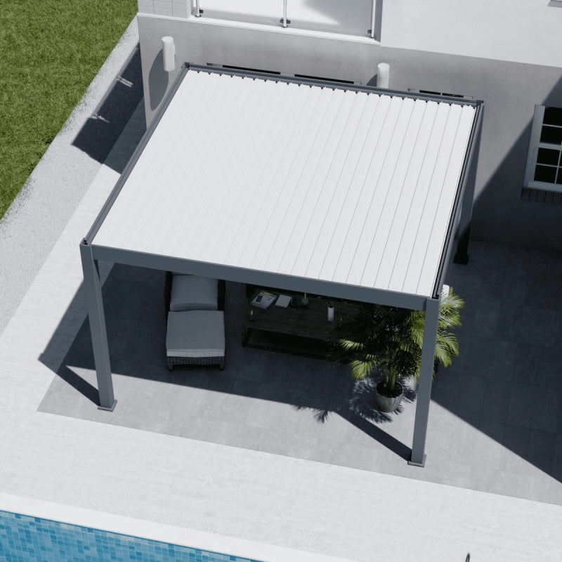 Pergola bioclimatica motorizzata OmbrÃ©a ELMO autoportante 4x4M - Antracite/bianco