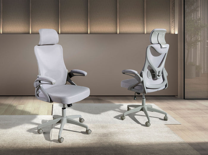 Sedia girevole da ufficio in tessuto grigio