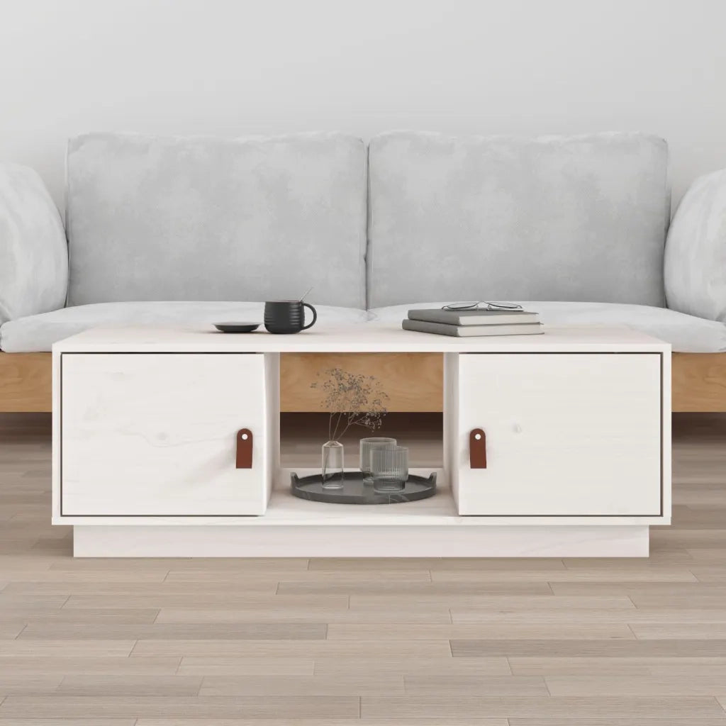 Tavolino da salotto | Tavolino da caff¨¨ | Tavolino da Soggiorno Bianco 100x50x35 cm Legno Massello di Pino