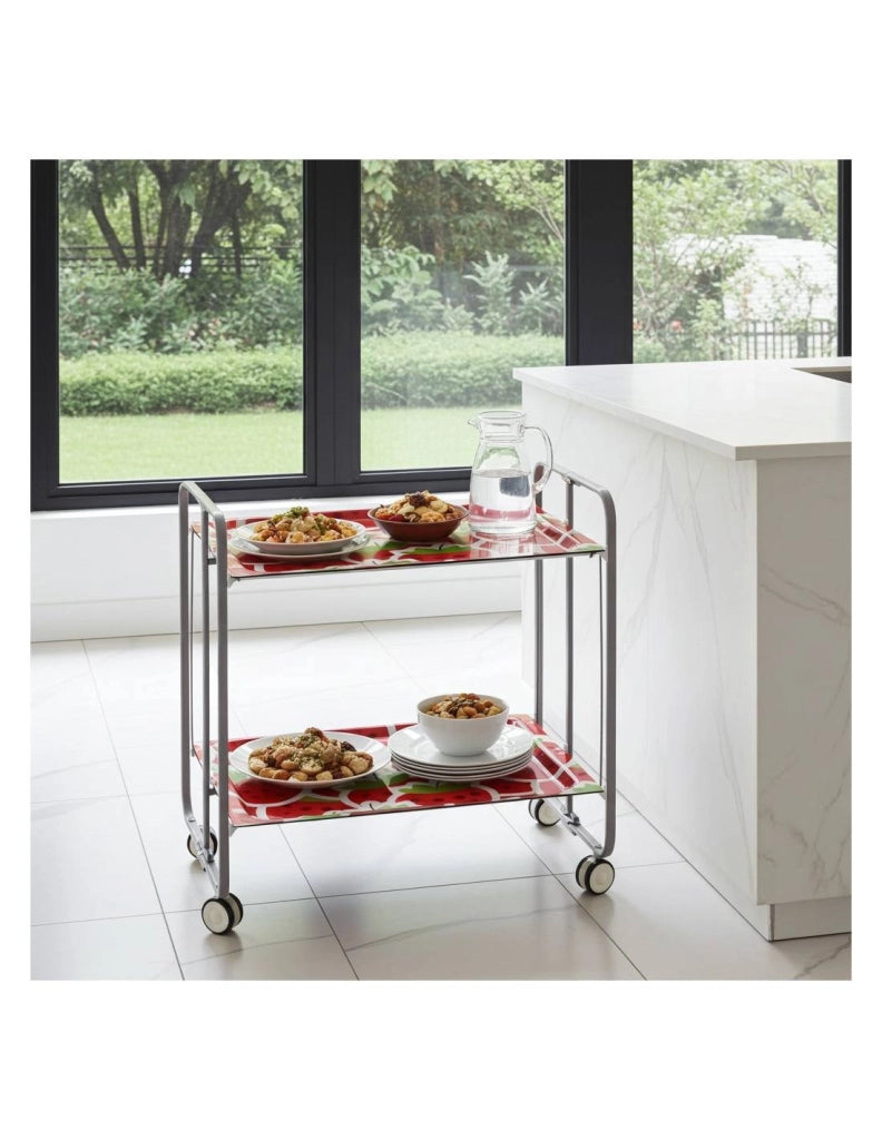 Carrello da cucina pieghevole grigio con ruote BAUHAUS 2 ripiani