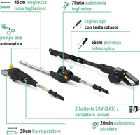 UTENSILE MULTIFUNZIONE ALPINA 20V AMT 20 LI KIT POTATORE TELESCOPICO TAGLIASIEPI-MOTOSEGA