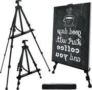 Easel per pittore Regolabile 66 pollici - Easel per studio 22-66 pollici - Regolabile in altezza - Stendardo per pittori con tasca portatile e pezzi di ricambio di riserva - 1 CONFEZIONE nero