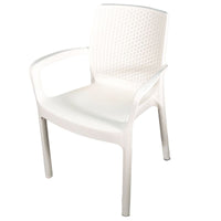 Sedia Regina bianca con Braccioli effetto Rattan