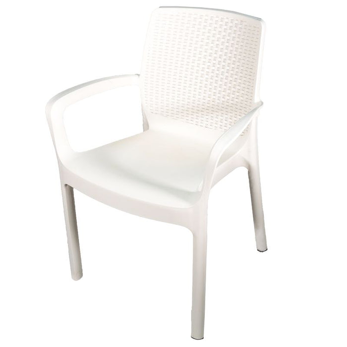 Sedia Regina bianca con Braccioli effetto Rattan