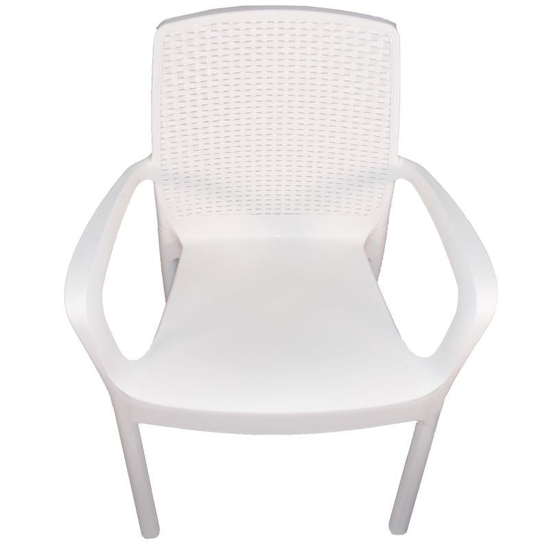 Sedia Regina bianca con Braccioli effetto Rattan