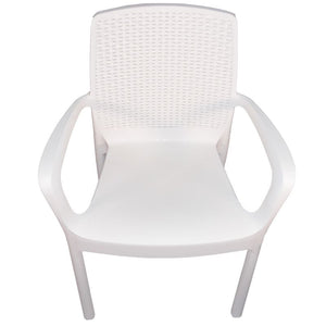 Sedia Regina bianca con Braccioli effetto Rattan