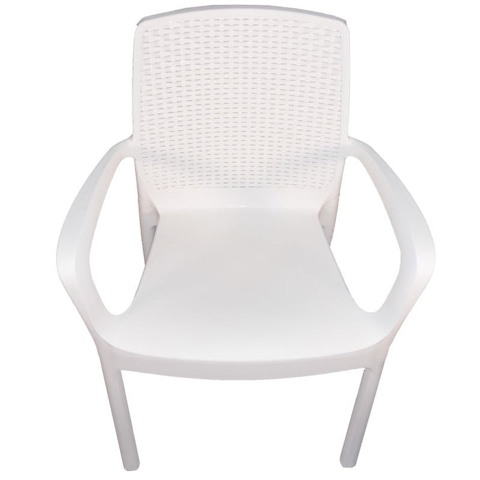 Sedia Regina bianca con Braccioli effetto Rattan