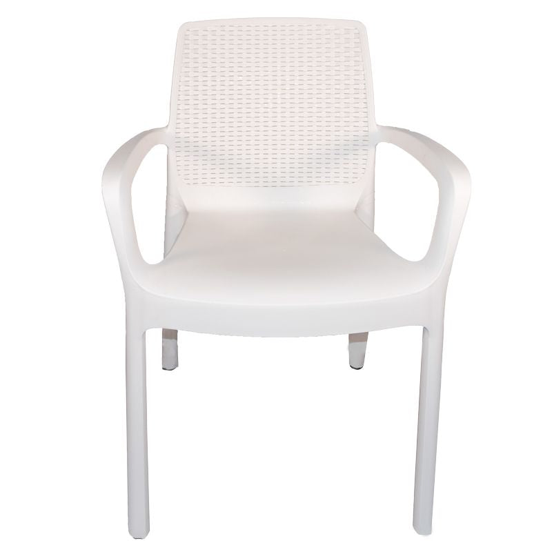 Sedia Regina bianca con Braccioli effetto Rattan