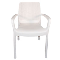 Sedia Regina bianca con Braccioli effetto Rattan