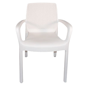 Sedia Regina bianca con Braccioli effetto Rattan