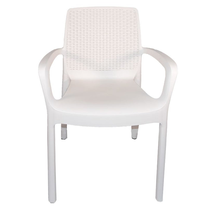 Sedia Regina bianca con Braccioli effetto Rattan