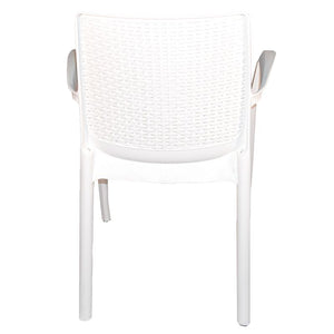 Sedia Regina bianca con Braccioli effetto Rattan