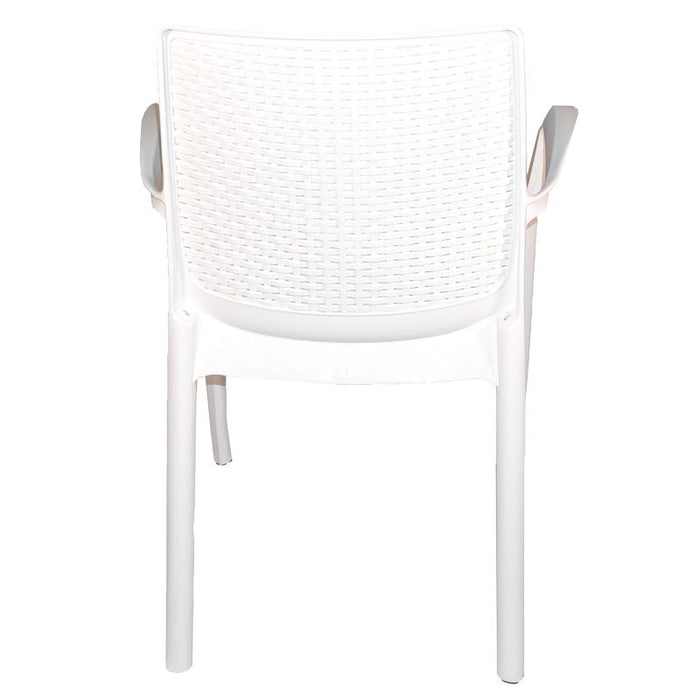 Sedia Regina bianca con Braccioli effetto Rattan