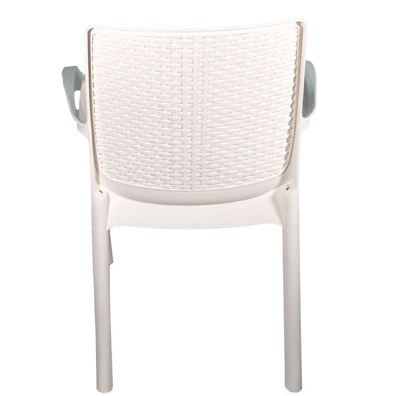Sedia Regina bianca con Braccioli effetto Rattan