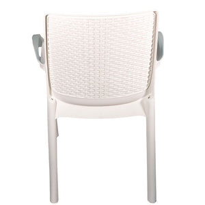 Sedia Regina bianca con Braccioli effetto Rattan
