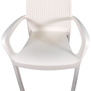 Sedia Regina bianca con Braccioli effetto Rattan