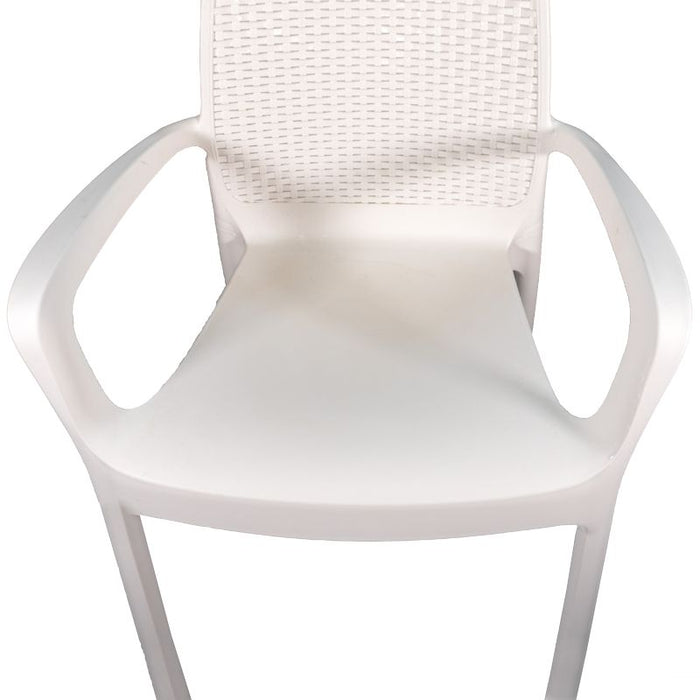 Sedia Regina bianca con Braccioli effetto Rattan