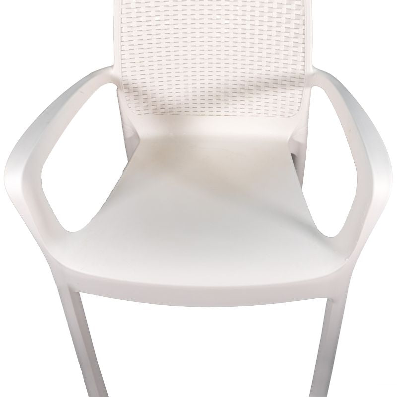 Sedia Regina bianca con Braccioli effetto Rattan