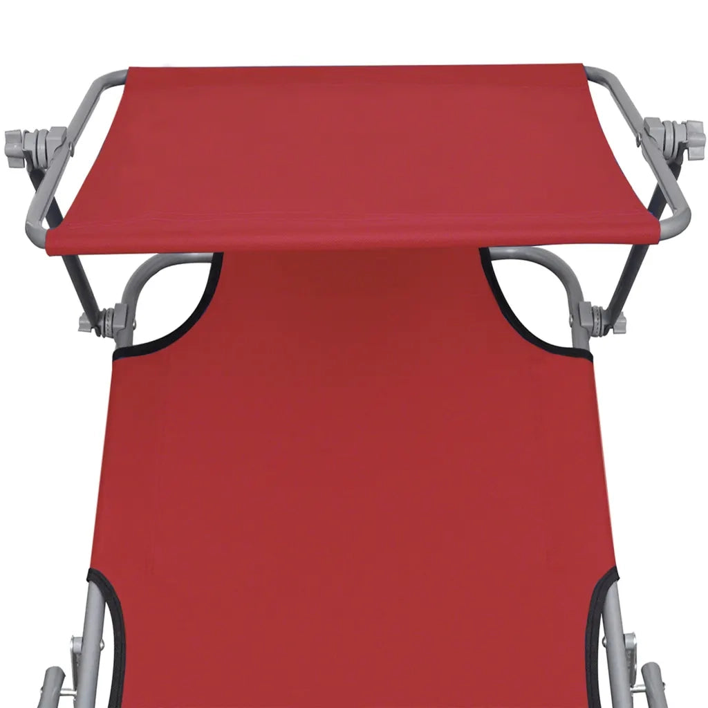 Lettino Prendisole Pieghevole con Baldacchino Alluminio Rosso 47771
