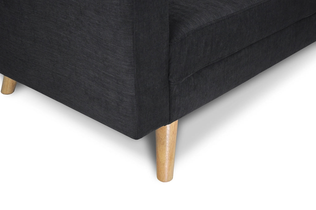 Divano 3 posti in tessuto vellutato nero piedi in legno - Chloe - DI-CH10FBC-PL
