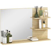 Specchio Bagno con Ripiani Laterali e Inferiore ¨C zephmum ¨C Legno, Vetro, 75x10x48 cm