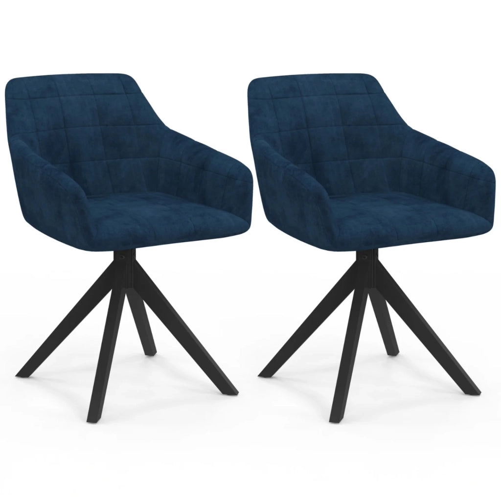 IDMarket - Set di 2 sedie da pranzo girevoli e poltrone da tavolo in velluto blu MADY