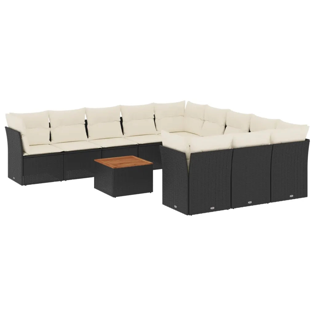 Set Divani da Giardino 12 pz con Cuscini Nero in Polyrattan 3223907