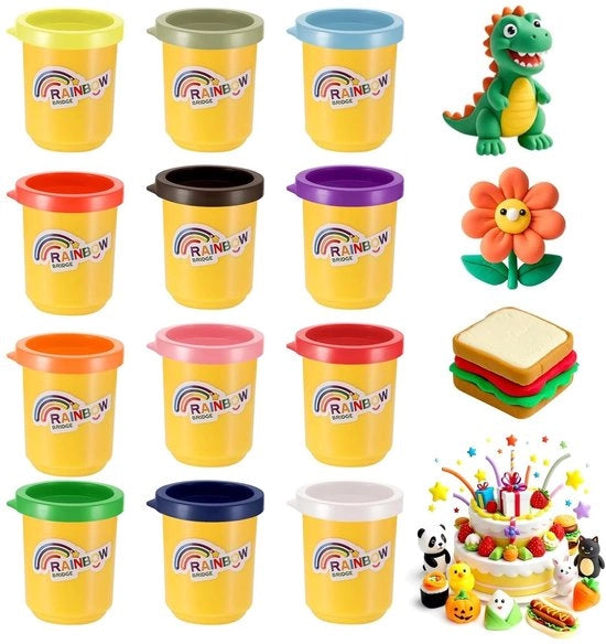 Modellino da costruire 12 pezzi - Materiale per modellismo - 12 colori - Accessori - Sicuro e non tossico - Pasta per modellismo