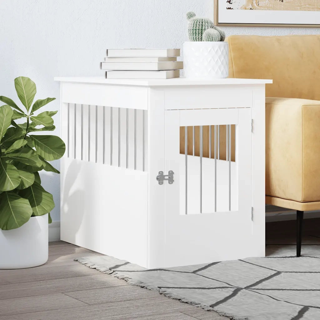 Gabbia Cani da Arredamento Bianca 55x80x68cm Legno Multistrato CFW9202003