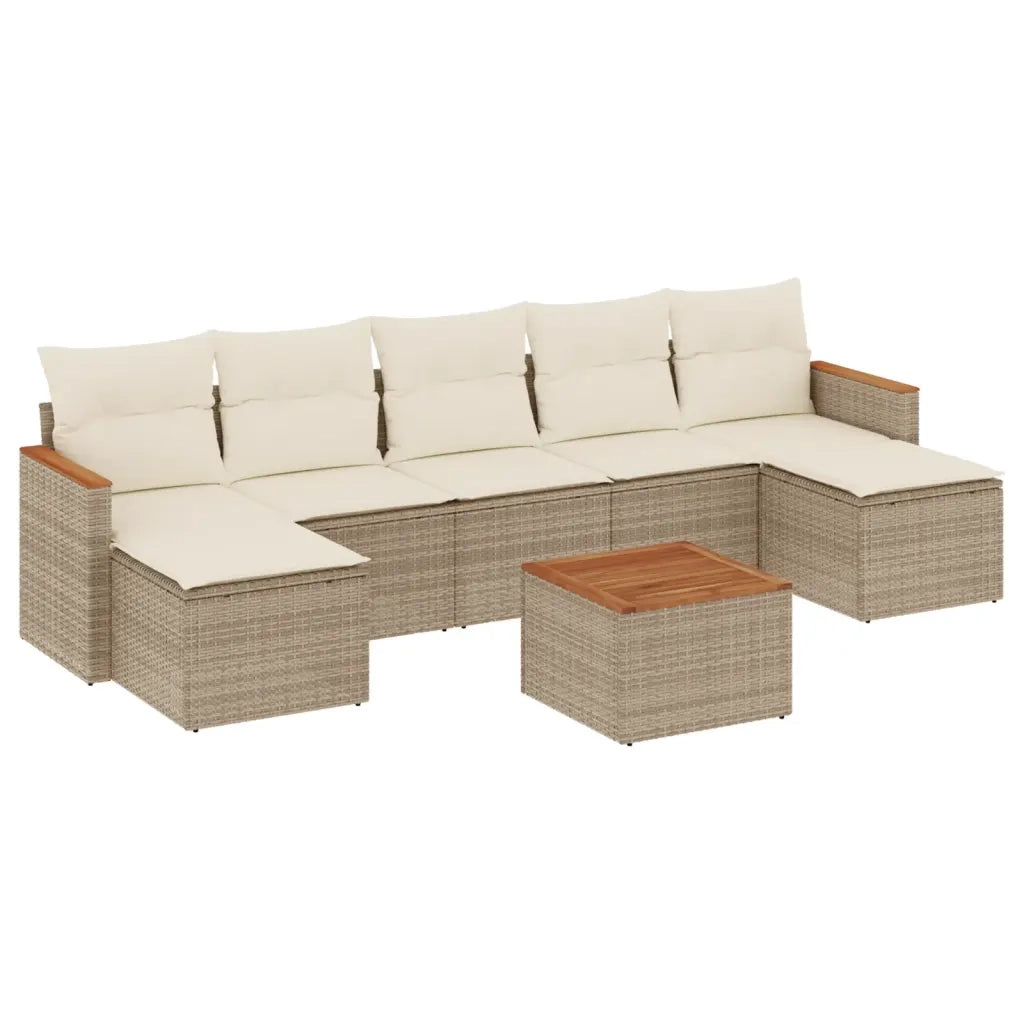 Set Divano da Giardino 8 pz con Cuscini Beige in Polyrattan 3226240