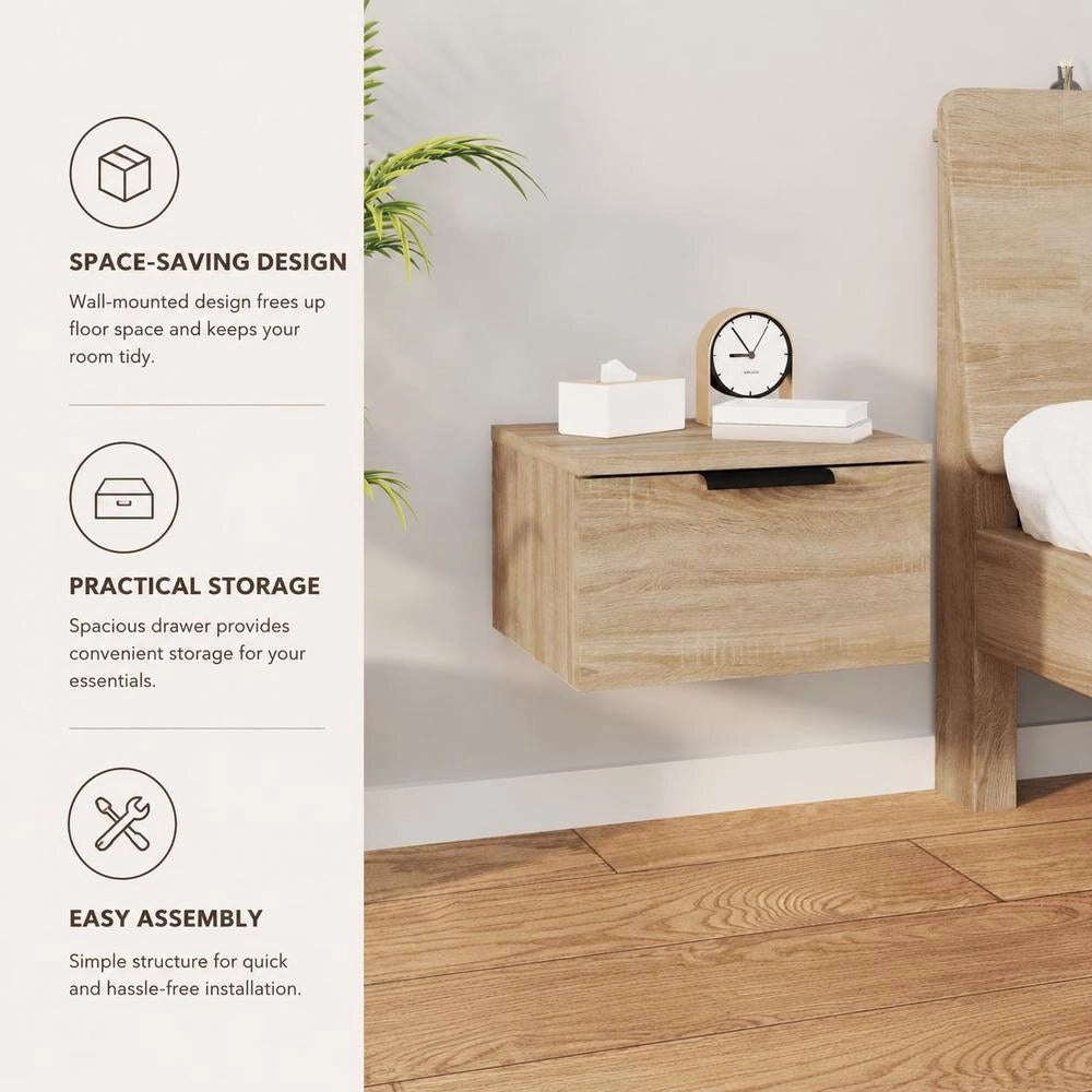 Wall-mounted Bedside Table Sonoma Oak 34x30x20 Cm