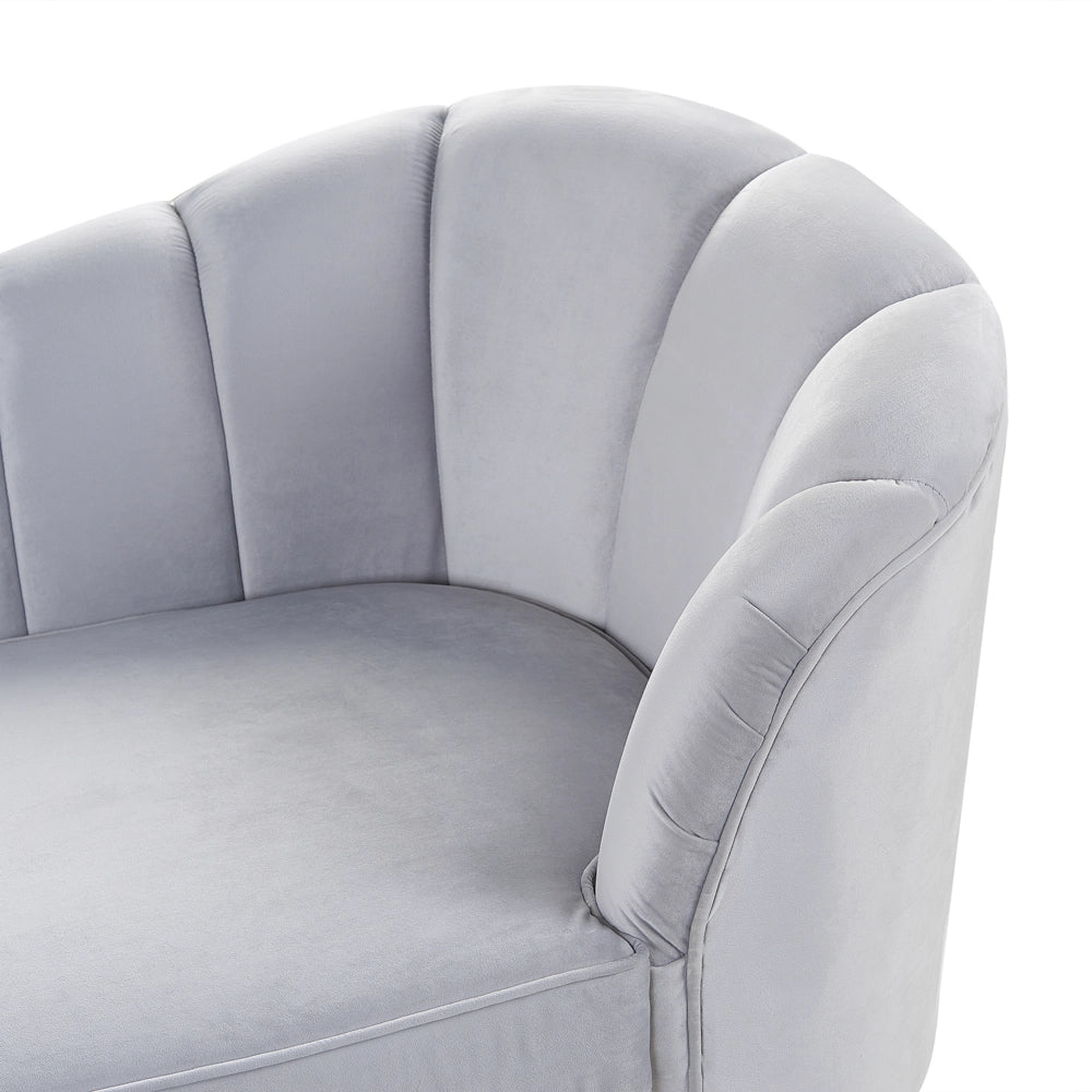 Chaise longue Velluto Grigio Chiaro Rivestimento Gambe In Metallo dorato versione destra