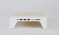 Supporto Monitor da Scrivania 56x20x5,7 cm con Entrata USB e Base di Ricarica Wireless Bianco