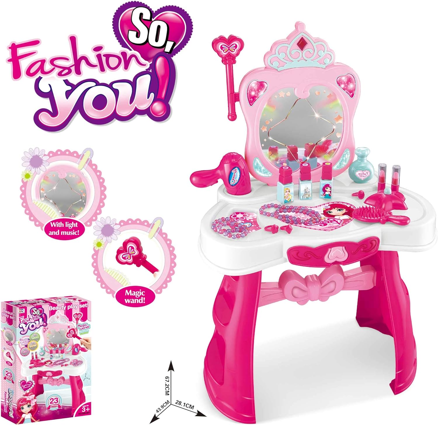 Specchiera Make Up per Bambina con Scettro Magico Centro Bellezza per Bambine