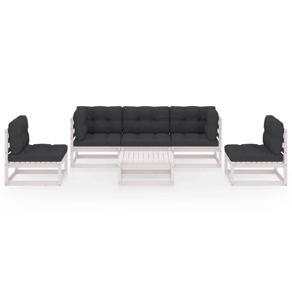 Set Divani da Giardino 6 pz con Cuscini Legno Massello di Pino 3076445