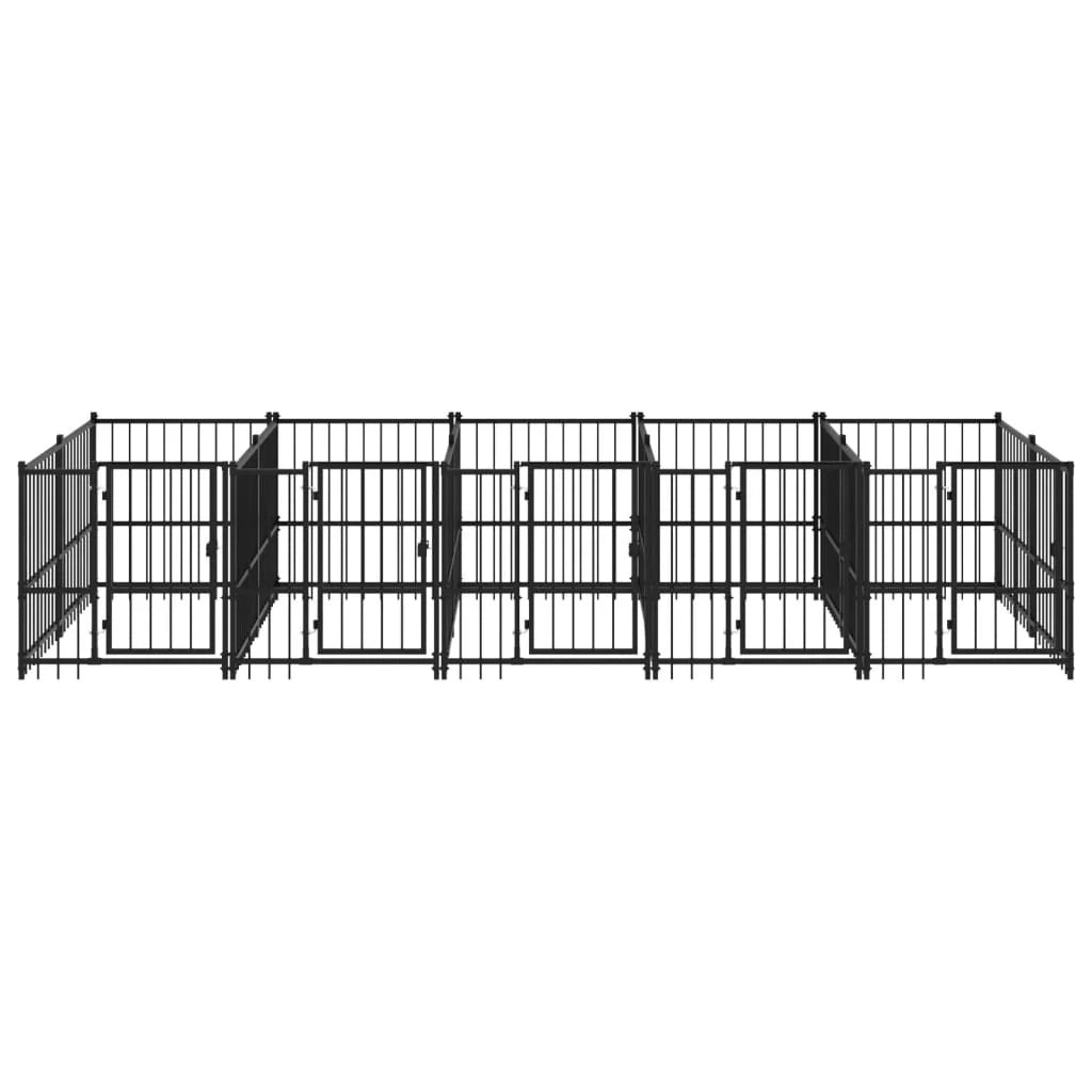Gabbia per cuccia recinto per animali da esterno per cani in acciaio 9,38 m² nero 02_0041889