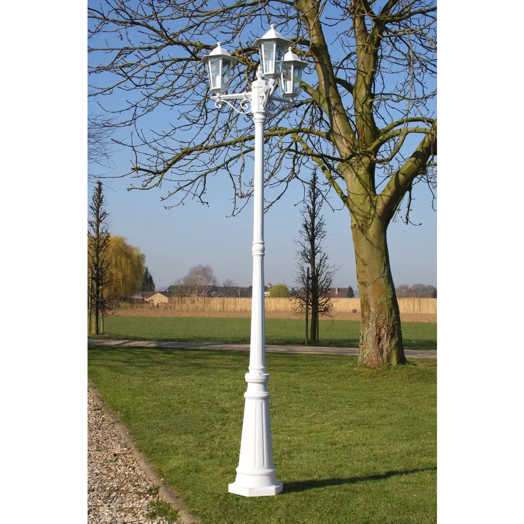 Lampione da Giardino a 3 Bracci 215 cm in Alluminio Bianco CFW7742541