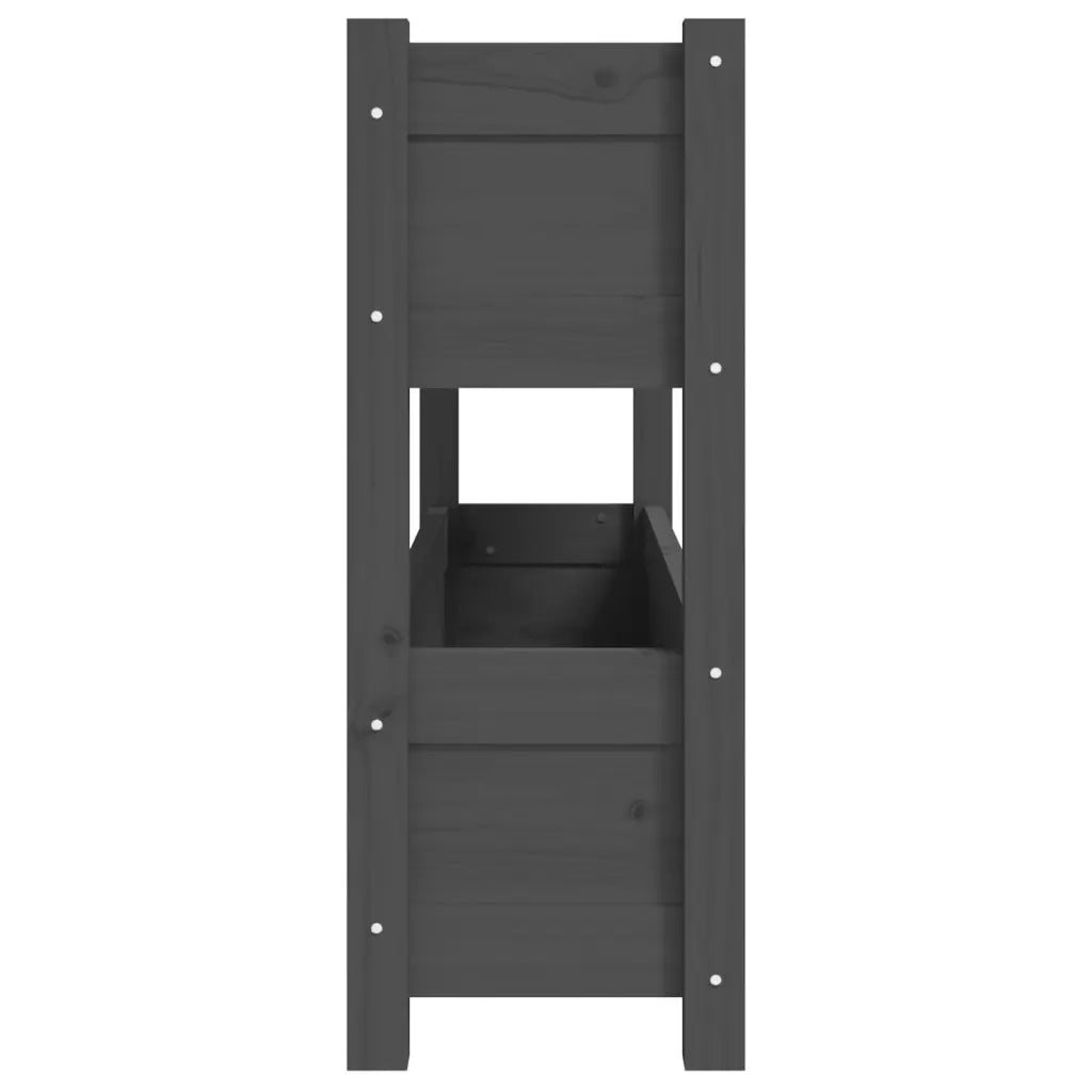 Fioriera | Cassetta per fiori | Vaso Grigia 112x25x66 cm in Legno Massello di Pino