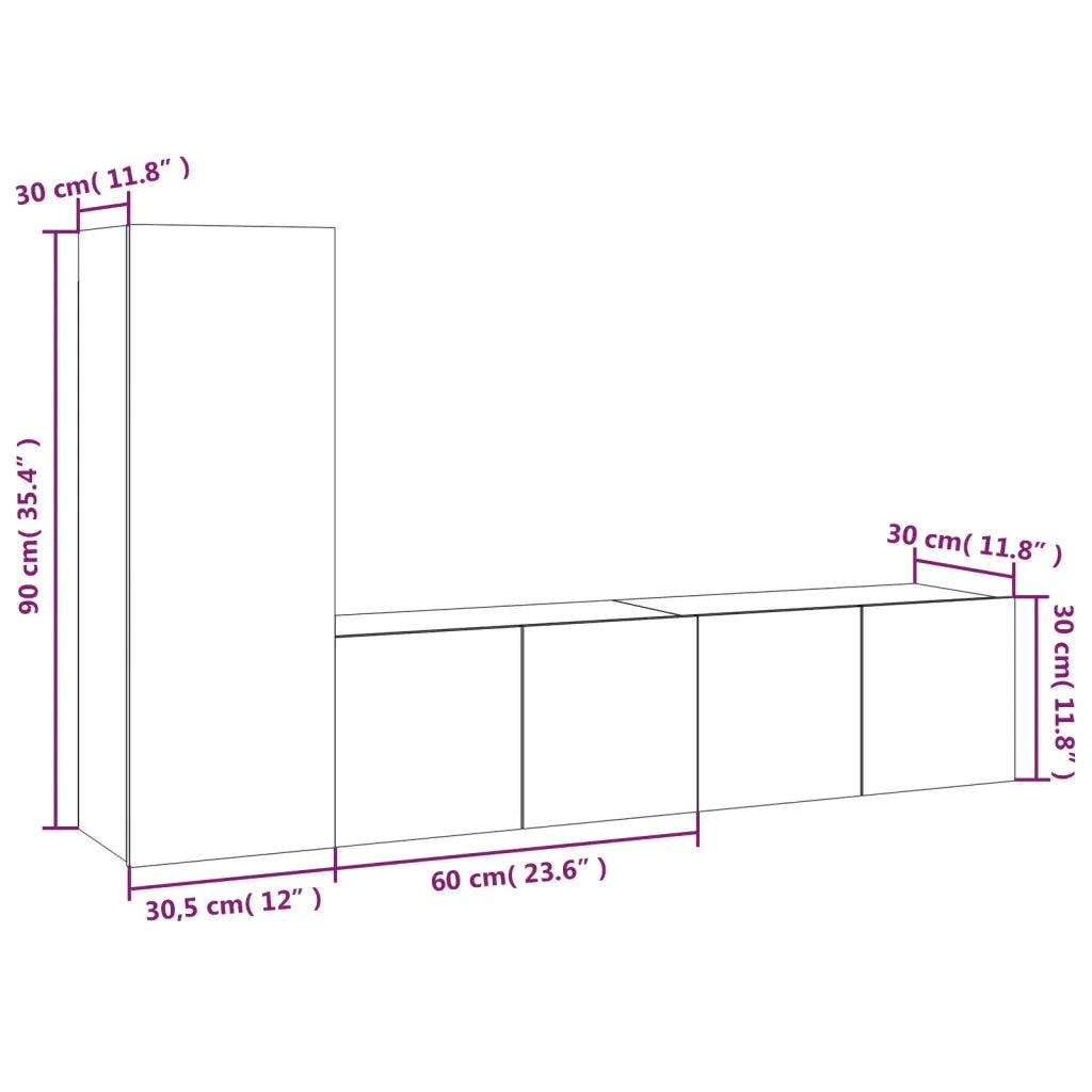Set Mobili Porta TV 3 pz Rovere Fumo in Legno Multistrato 3120257