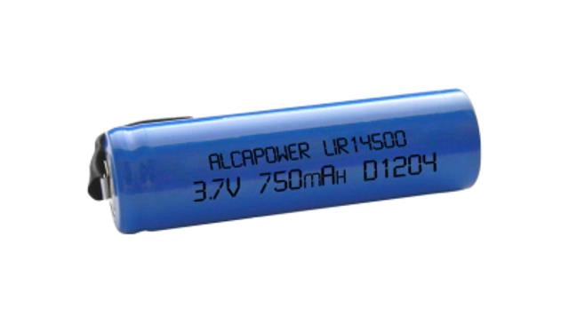 BATTERIA ricaricabile speciale 14500 LIR14500FT Li-ion linguette a saldare 3,7V 750 mAh