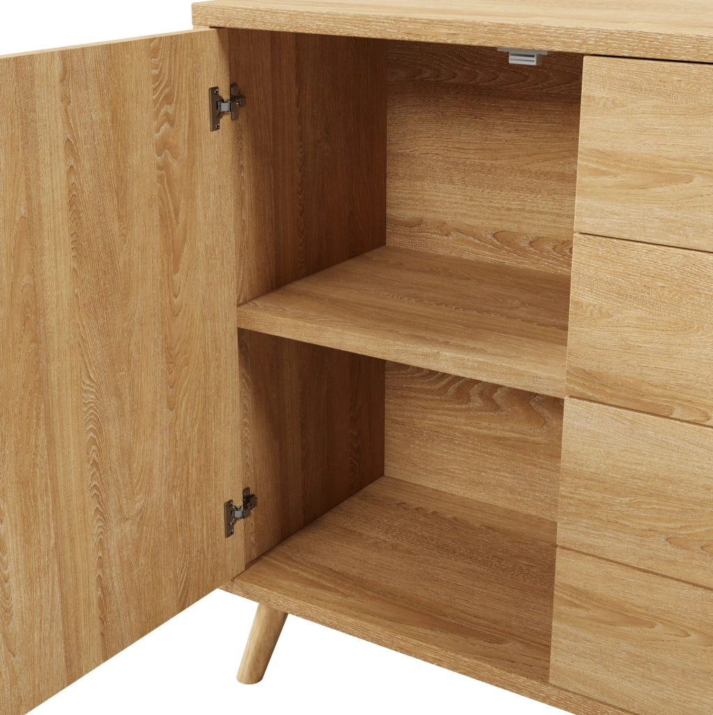 Madia con 4 cassetti e 2 ante, finitura rovere chiaro