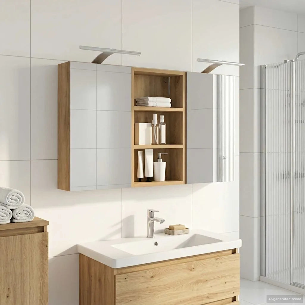 Set di Armadi da Bagno con lo scaffale 3 pcs 90 x 10,5 x 50 cm 3403679