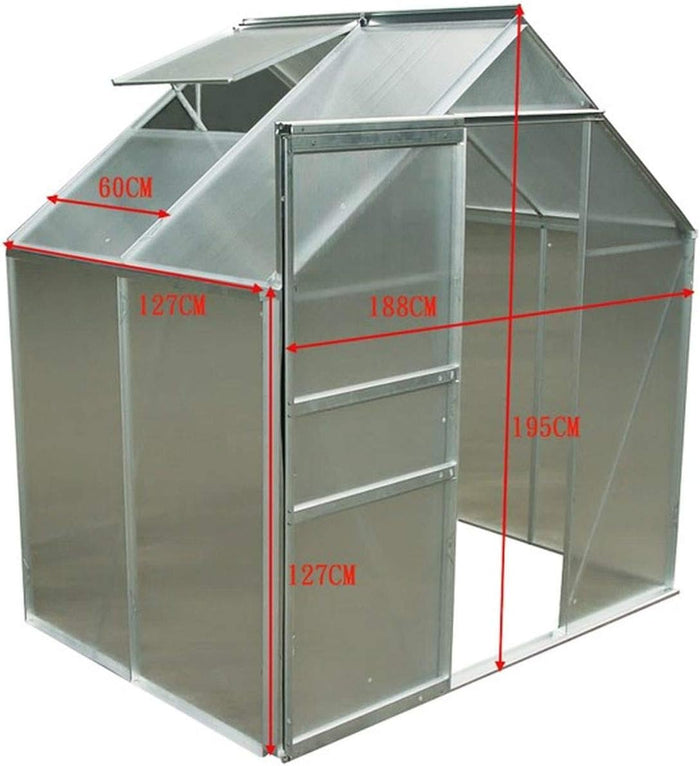 Serra Foresta in alluminio e policarbonato alveolare , dimensioni 188X127XH195