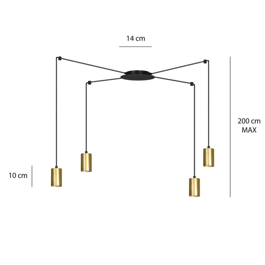 Lampada a sospensione TRAKER in acciaio nero e oro
