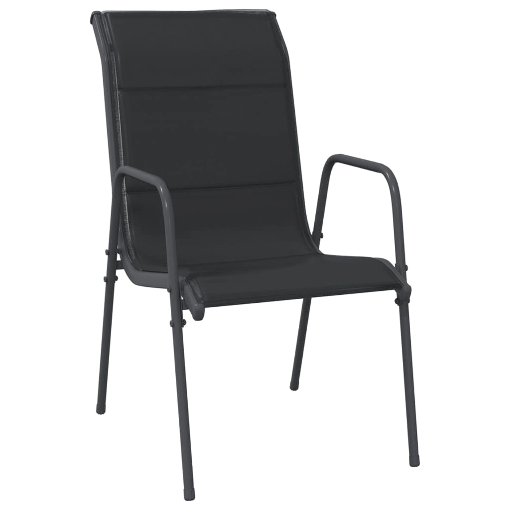 Set da Pranzo da Giardino 5 pz Nero in Acciaio e Textilenecod mxl 111783