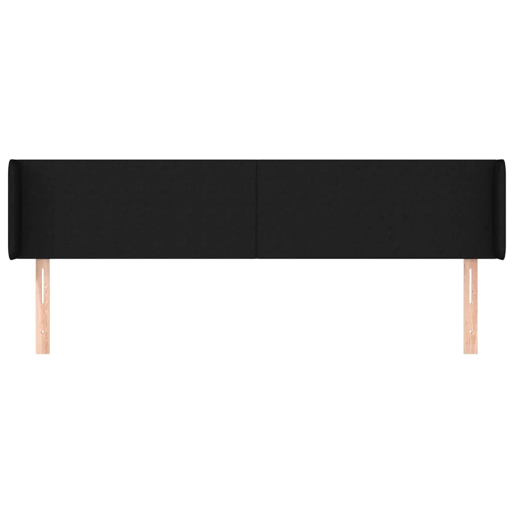 Testiera | Testata ad Orecchio Nera 203x16x78/88 cm in Tessuto