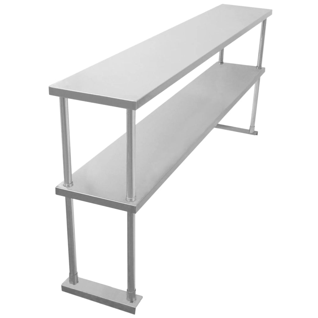 Ripiano con Mensole per Tavolo in Acciaio Inox da Cucina Ristorante, Sovrastruttura di Appoggio per Tavoli in Acciaio Inossidabile Resistente alla Corrosione - Doppia - 180cm