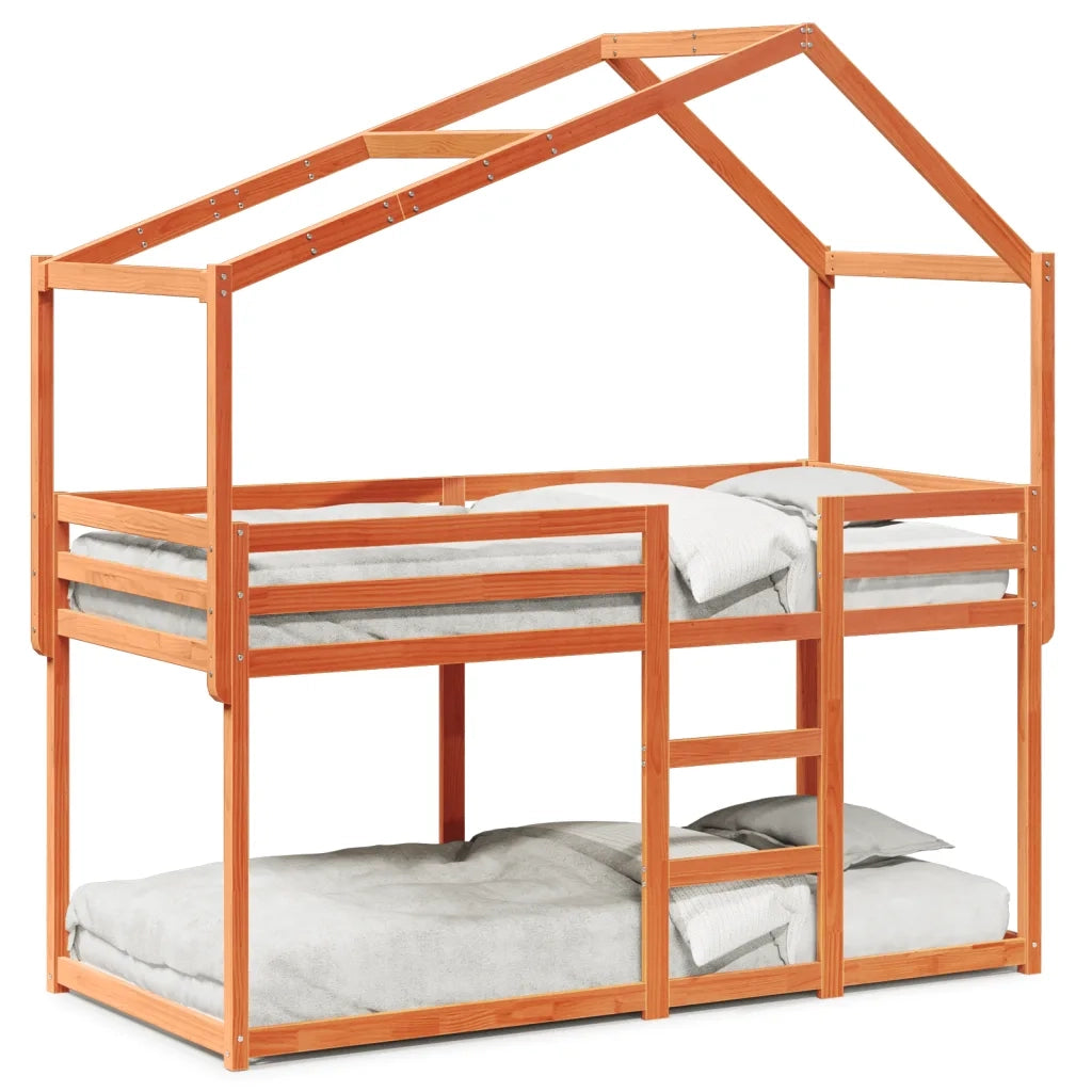 Letto singolo | Letto per adulti | Letto a Castello con Tetto Cera 90x200 cm Legno Massello Pino